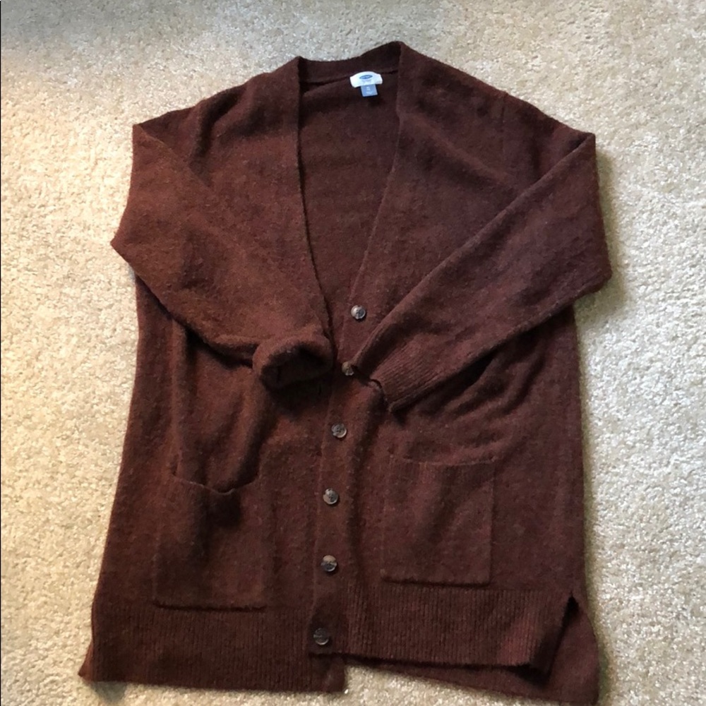 Long maroon cardigan